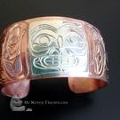 Silver on copper Whale and Thunderbird cuff bracelet, Paddy Seaweed