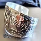 Sterling 1 1/2" tapered cuff Bracelet, beautiful Jewelry art, Paddy Seaweed