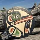 Circular, hand carved Wolf, authentic and high quality carving by Shane Flood Baker