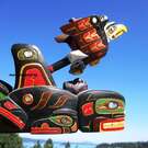 Eagle rattle on whale base, Silas Coon