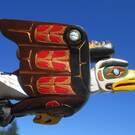 Eagle rattle on whale base, Silas Coon