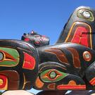 Eagle rattle on whale base, Silas Coon