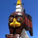 Eagle rattle on whale base, Silas Coon