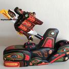 Eagle rattle on whale base, Silas Coon