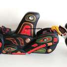 Eagle rattle on whale base, Silas Coon