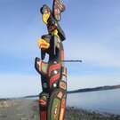 Gem!! Eagle, Whale, Wild Man Model Totem Pole by Silas Coon