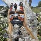 Northwest Coast native Indigenous art carving, authentic, native American, hand carved wooden mask, cedar, Vancouver Island