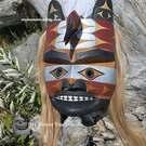 Northwest Coast native Indigenous art carving, authentic, native American, hand carved wooden mask, cedar, Vancouver Island