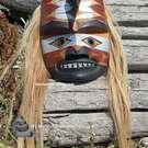 Northwest Coast native Indigenous art carving, authentic, native American, hand carved wooden mask, cedar, Vancouver Island