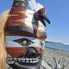 Northwest Coast native Indigenous art carving, authentic, native American, hand carved wooden mask, cedar, Vancouver Island