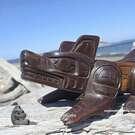 New arrival in our native art Gallery, Authentic Indigenous hand carved wooden Wolf Bowl, Native American art from the Pacific Northwest Coast Canada