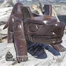 New arrival in our native art Gallery, Authentic Indigenous hand carved wooden Wolf Bowl, Native American art from the Pacific Northwest Coast Canada